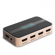 Сплиттер Video 4 In 1 HDMI-HDMI v.1.4 Vention F/4xF 4k 30Hz gold-plated Black/Gold (ACCG0)