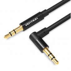 Кабель Audio Aux 3.5мм-3.5мм Vention M/M 90° Degrees gold-plated 0.5m Black (BAKBD-T)