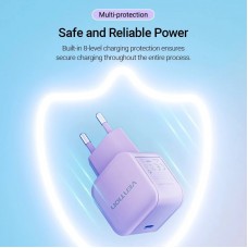 Сетевое зарядное устройство Vention 1Type-C 20W 3A PD3.0 QC3.0 Purple (FEJV0-EU)