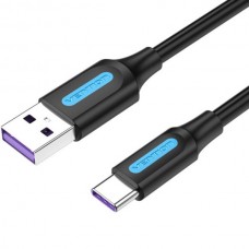 Кабель Vention USB-Type-C 0.5m 5A 25W PVC Black (CORBD)