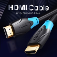 Кабель HDMI-HDMI v.2.0 Vention 4K 60Hz 18Gbps PVC Round gold-plated 3m Black (AACBI)