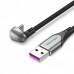 Кабель USB-Type-C Vention TPE Nylon U-Shaped 180° PD 66W 5A 480Mbps nickel-plated 2m Grey (COHHH)