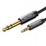 Кабель Audio 6.35мм-3.5мм Vention F/F Nylon Braided gold-plated 2m Black (BAIBH)