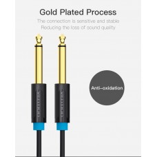 Кабель Audio 6.35мм-6.35мм Vention F/F PVC Shell gold-plated 1.5m Black (BAABG)