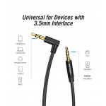 Кабель Audio Aux 3.5мм-3.5мм Vention M/M 90° Degrees gold-plated 1m Black (BAKBF-T)