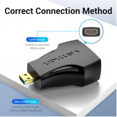 Адаптер HDMI-microHDMI Vention F/M 1080P 60Hz Upgraded gold-plated Black (AITB0)