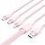 Кабель 3 в 1 USB-MicroUSB-Type-C-Lightning Vention PVC Cotton Braided PD 60W 3А 480Mbps 1.5m Pink (CTPPG)