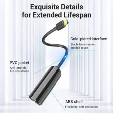 Адаптер Vention USB3.1 Type-C-RJ45 Ethernet 10/100/1000Mbps Gigabit PVC 0.15m Black (CFBBB)