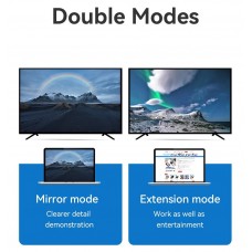 Кабель Type-C-HDMI 2.0 4K 60Hz HDCP 2.2 Thunderbolt 3 Vention Cotton Braided 2m Grey (CRBBH)