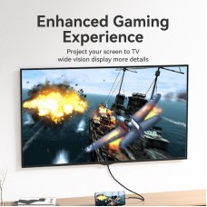 Кабель Type-C-HDMI 2.0 4K 60Hz HDCP 2.2 Thunderbolt 3 Vention Cotton Braided 2m Grey (CRBBH)
