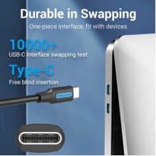 Кабель Type-C-Type-C Vention TPE Round PD 60W 3A 480Mbps 2m Black (COSBH)