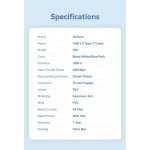 Кабель Type-C-Type-C Vention TPE PVC Round PD 60W 3A 480Mbps 2m Blue (TRCSH) Кабель Type-C-Type-C Vention TPE PVC Round PD 60W 3A 480Mbps 2m Blue (TRCSH)