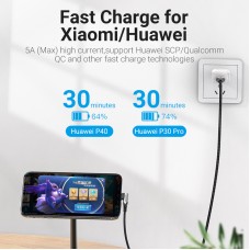 Кабель USB-Type-C Vention TPE Nylon 90° Degree 5A 480Mbps nickel-plated 0.25m Grey (COGHC)