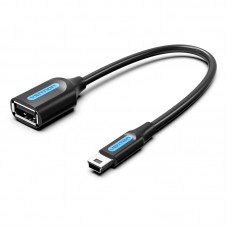 Адаптер USB-MiniUSB 5pin OTG 2.0 Vention PVC Round 2A 480Mbps nickel-plated 0.15m Black (CCTBB)