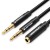 Кабель Audio 3.5мм-3.5мм Vention 2xM/F TPE Jacket 1m Black (BBUBF)