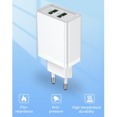 Сетевое зарядное устройство 2USB Vention 36W QC3.0 3.4A White (QC79-EU-W)