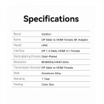 Адаптер DisplayPort-HDMI DP 1.4 HDMI 2.1 Vention M/F Aluminum Alloy 8K 60Hz 4K 120Hz 2K 144Hz 48Gbps Blue (HFMH0) Адаптер DisplayPort-HDMI DP 1.4 HDMI 2.1 Vention M/F Aluminum Alloy 8K 60Hz 4K 120Hz 2K 144Hz 48Gbps Blue (HFMH0)