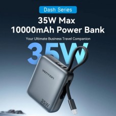 УМБ Vention 10000mAh PD 35W 3A PD+FC 1Type-C IN/OUT Built-in LED Display Gray (FHEH0)