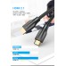 Кабель HDMI-HDMI v.2.1 Vention Cotton Braided 8K 60Hz 4K 120Hz 48Gbps HDR 3D 1m Black (AAUBF)