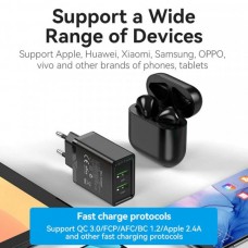 Сетевое зарядное устройство Vention 2USB 36W 3A QC3.0 Black (FBAB0-EU)