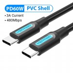 Кабель Type-C-Type-C Vention TPE Round PD 60W 3A 480Mbps 3m Black (COSBI) Кабель Type-C-Type-C Vention TPE Round PD 60W 3A 480Mbps 3m Black (COSBI)