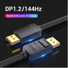 Кабель DisplayPort-DisplayPort v1.2 Vention PVC 4K 60Hz 21.6Gbps gold-plated 1.5m Black (HACBG)