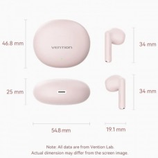 Наушники гарнитура вкладыши Bluetooth 5.3 TWS Vention Elf Earbuds E06 Pink (NBKP0)