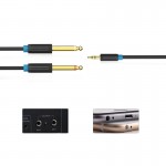 Кабель Audio 6.35мм-3.5мм Vention 2хF/F PVC Shell gold-plated 2m Black (BACBH)