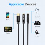 Кабель Audio Type-C-3.5мм Vention F/2xM PVC gold-plated 0.3m Black (BGBBY)