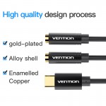 Кабель Audio Type-C-3.5мм Vention F/2xM PVC gold-plated 0.3m Black (BGBBY)