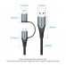 Кабель 2 в 1 USB-MicroUSB-Lightning Vention TPE Nylon MFi C89 2.4А 480Mbps nickel-plated 0.5m Black