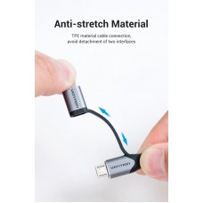 Кабель 2 в 1 USB-MicroUSB-Lightning Vention TPE Nylon MFi C89 2.4А 480Mbps nickel-plated 0.5m Black