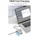 USB HUB Vention 5 in 1 Type-C-HDMI-USB 4K60Hz 3USB 1Type-C PD 100W Gray (TQDHB)