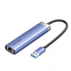 USB HUB Vention 5 in 1 USB-Type-C-RJ45 3USB 1Type-C PD 100W Aluminum Alloy Blue (TGFSB)