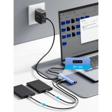 USB HUB Vention 5 in 1 USB-Type-C-RJ45 3USB 1Type-C PD 100W Aluminum Alloy Blue (TGFSB)