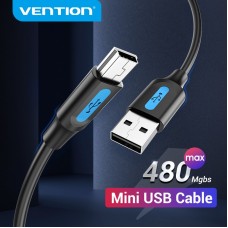 Кабель USB-MiniUSB 2.0 5pin Vention PVC Round 0.25m Black (COMBC)
