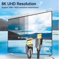 Кабель DisplayPort-DisplayPort v1.4 Vention 8K 60Hz 4K 144Hz 2K 165Hz 48Gbps 1m Black (HCABF)
