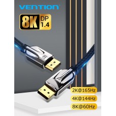 Кабель DisplayPort-DisplayPort v1.4 Vention 8K 60Hz 4K 144Hz 2K 165Hz 48Gbps 1m Black (HCABF)