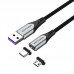 Кабель 2 в 1 USB-MicroUSB-Type-C Vention Nylon Magnetic 3А 480Mbps nickel-plated 1.5m Grey (CQNHG)