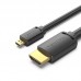 Кабель HDMI-microHDMI v.2.0 Vention Metal GND 4K 60Hz 18Gbps HDR Video Dolby Audio 1.5m Black (AGIBG)