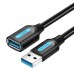 Удлинитель USB-USB 3.0 Vention F/M PVC Round 5Gbps 0.5m Black (CBHBD)