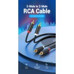 Кабель Audio 2RCA-2RCA Vention F/F 26К gold-plated 29 AWG 1.5m PVC Shell Black (BCMBG)