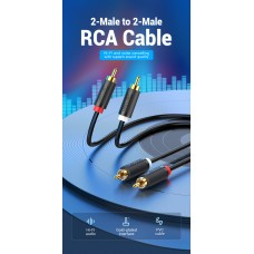 Кабель Audio 2RCA-2RCA Vention F/F 26К gold-plated 29 AWG 1.5m PVC Shell Black (BCMBG)