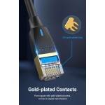 Патч-корд RJ45-RJ45 Vention LAN CAT8 SFTP 40Gbps 2000MHz Copper PVC Round Slim 1.5m Black (IKIBG)