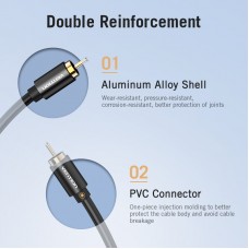 Кабель Audio RCA-RCA Vention F/F 26К gold-plated 26 AWG 1.5m Black (VAB-R09G)