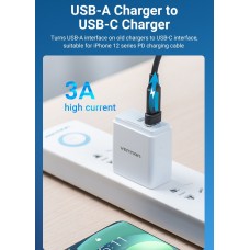 Адаптер USB-Type-C 2.0 Vention M/F PVC 3A 480Mbps nickel-plated Black (CDWB0)