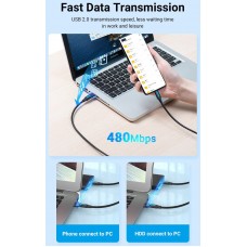 Адаптер USB-Type-C 2.0 Vention M/F PVC 3A 480Mbps nickel-plated Black (CDWB0)