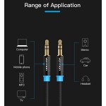 Кабель Audio Aux 3.5мм-3.5мм M/M Vention gold-plated 2m Black (P350AC200-B-M)