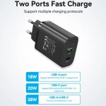 Сетевое зарядное устройство Vention 1USB 1Type-C PD 38W 3A QC3.0 Black (FBIB0-EU) Сетевое зарядное устройство Vention 1USB 1Type-C PD 38W 3A QC3.0 Black (FBIB0-EU)