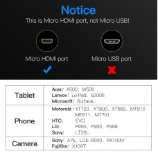 Кабель HDMI-microHDMI v.2.0 Vention 4K 60Hz 18Gbps HDR Video Dolby Audio 2m Black (VAA-D03-B200)